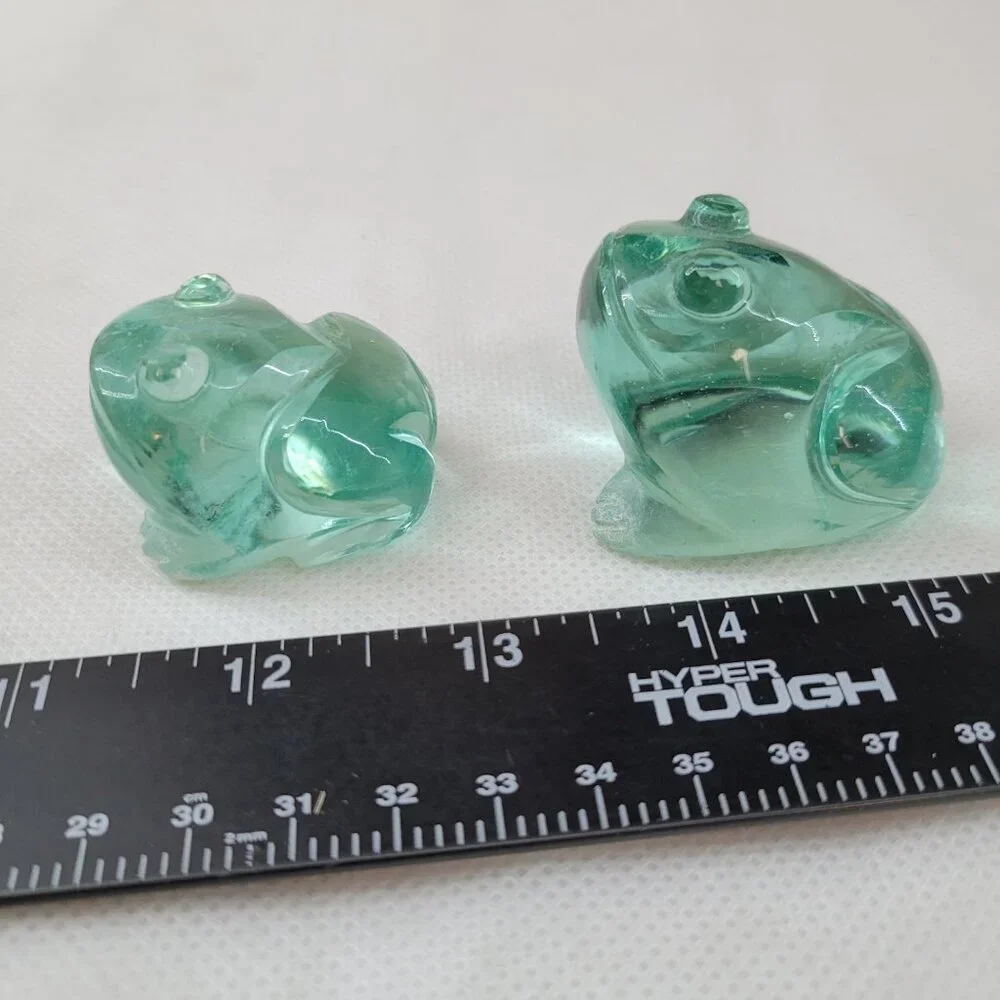 Art Glass Frog Pair - Paperweights or Decor Aqua Blue-Green - Picture 13 of 13